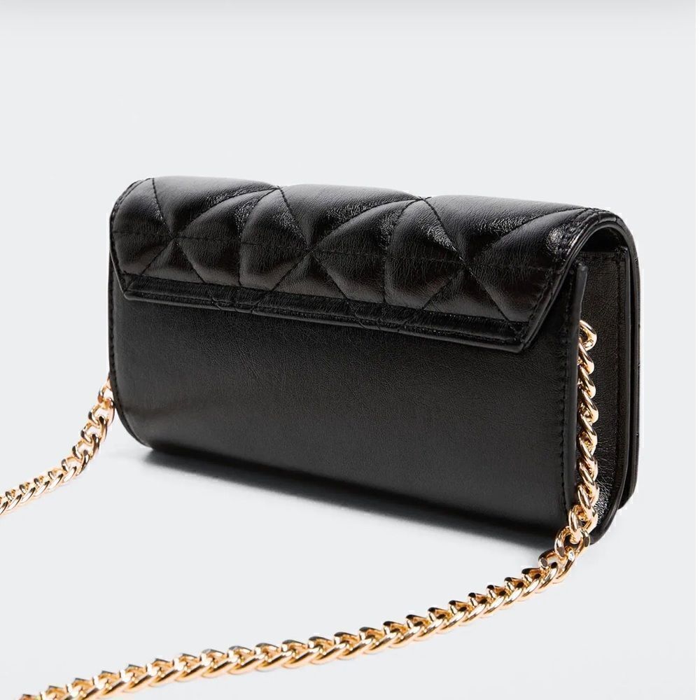 MANGO Quilted bag with chain handle in black NWT - Picture 4 of 7